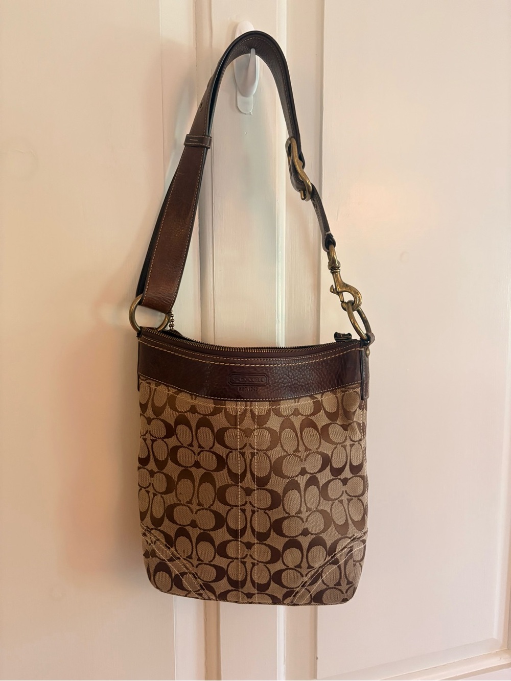 Coach 10403 Vintage Legacy Signature Brown Canvas Leather Shoulder Hobo Bag